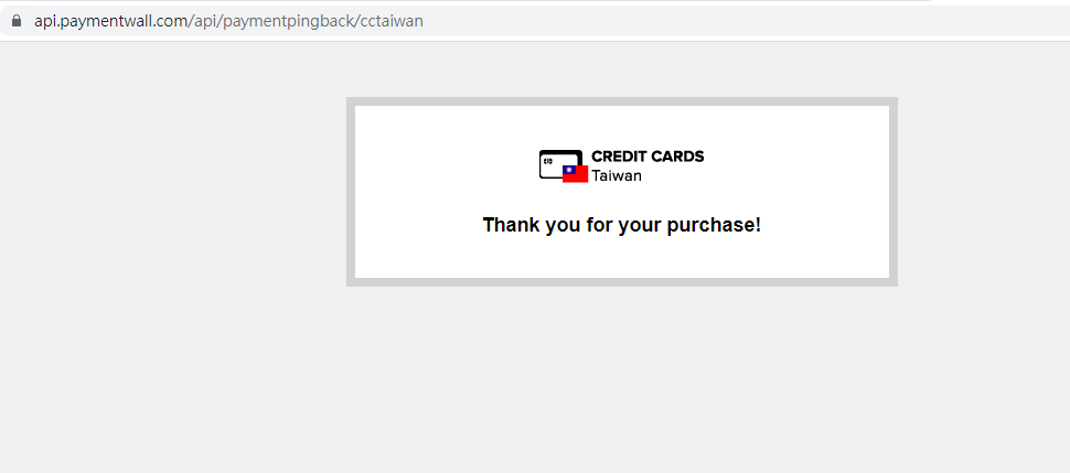 Credit Cards Taiwan confirmation status